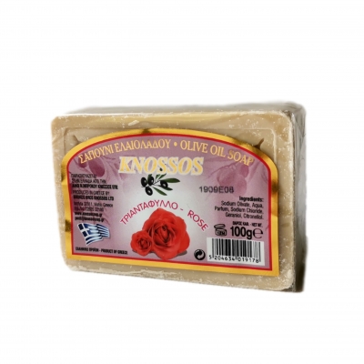 100 гр. Мыло натуральное, оливковое с розой. Knossos